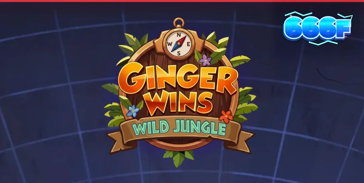 Tampilan visual slot Ginger Wins Wild Jungle dengan latar belakang hutan tropis dan simbol-simbol berwarna cerah.